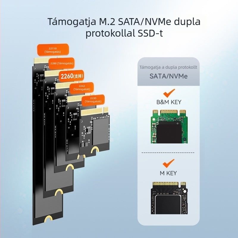 Maiwo M.2 NVMe külső SSD tok, USB-C 3.1, 10Gbps, 2TB-ig támogatva, NGFF, modell K1698P