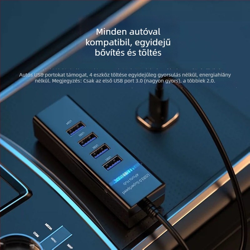USB 3.0 1–4 hub adapter, USB buszról táplált, nyomtató és PC-hez