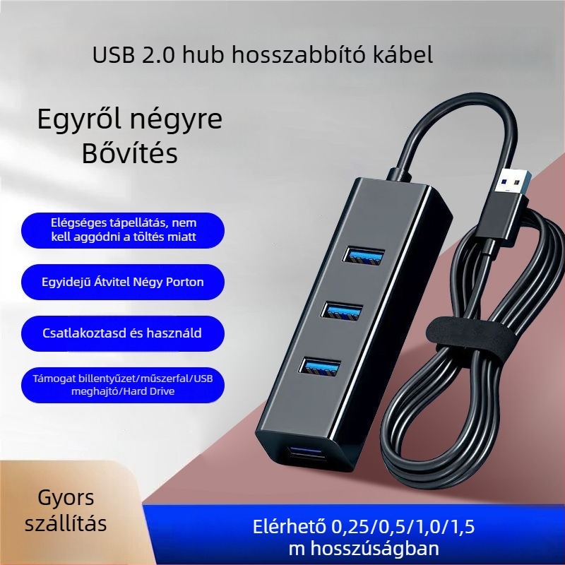 USB 3.0 1–4 hub adapter, USB buszról táplált, nyomtató és PC-hez
