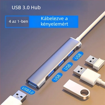 USB 3.0 hub dokkolóállomás, 4-portos USB osztó laptophoz