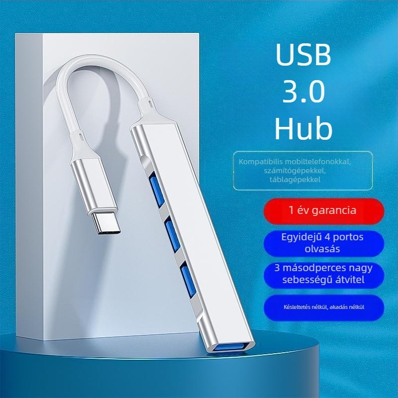 USB 3.0 hub dokkolóállomás, 4-portos USB osztó laptophoz
