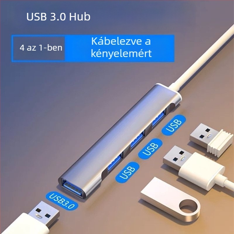 USB 3.0 hub dokkolóállomás, 4-portos USB osztó laptophoz