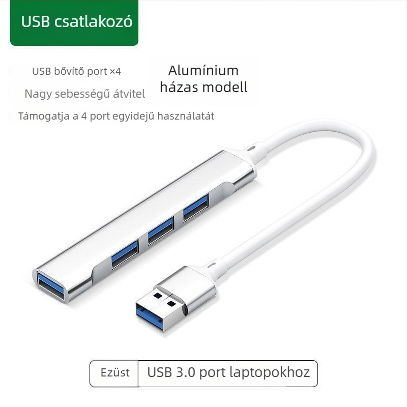 USB 3.0 hub dokkolóállomás, 4-portos USB osztó laptophoz