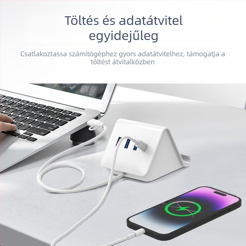 USB 3.0 4-portos hub USB-C bővítéssel, külső tápegység, 5Gbps