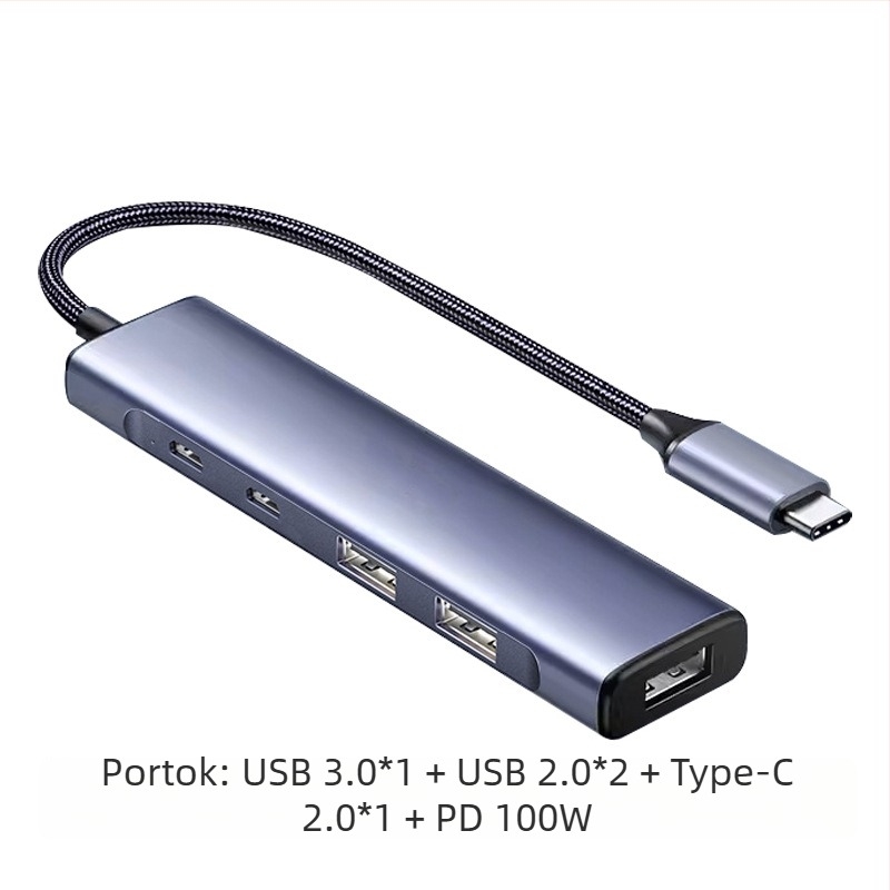 USB-C 5-1-es hub okostelehez és számítógépekhez, USB 3.0, átviteli sebesség akár 5 Gbps, külső tápegység, 18 cm kábel
