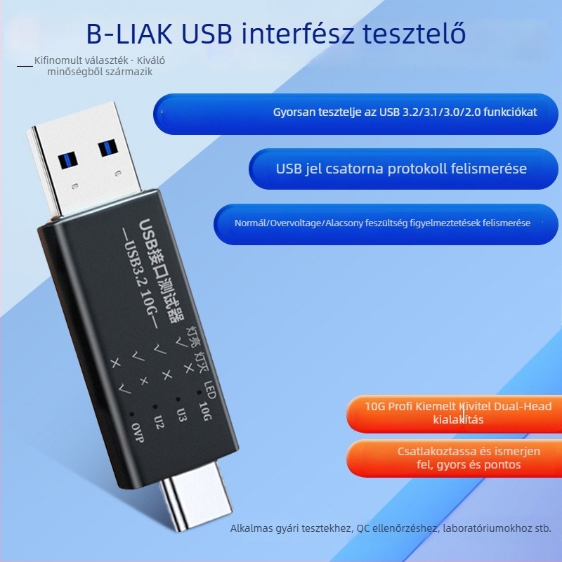 USB teszter hub feszültség- és áramméréshez, USB 3.0 interfész (Modell FT-QCU31, 5Gbps, külső tápegység nélkül, egyportos)