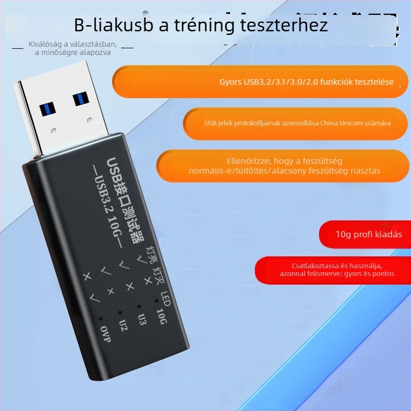 USB teszter hub feszültség- és áramméréshez, USB 3.0 interfész (Modell FT-QCU31, 5Gbps, külső tápegység nélkül, egyportos)