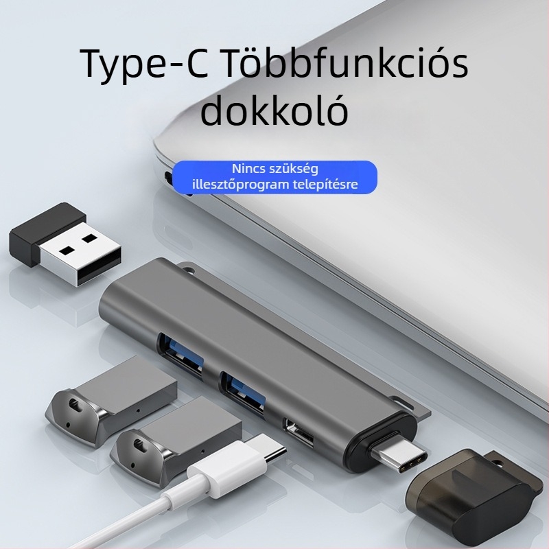 JAYA USB-C 4-portos USB 3.0 dokkoló hub (JY-931), 5Gbps, külső tápellátás nélkül