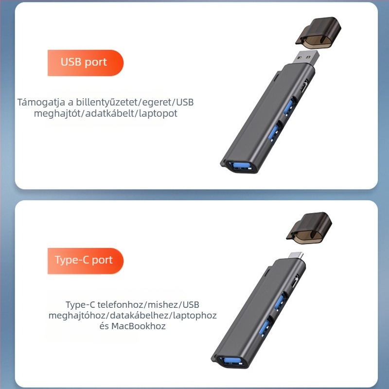 JAYA USB-C 4-portos USB 3.0 dokkoló hub (JY-931), 5Gbps, külső tápellátás nélkül