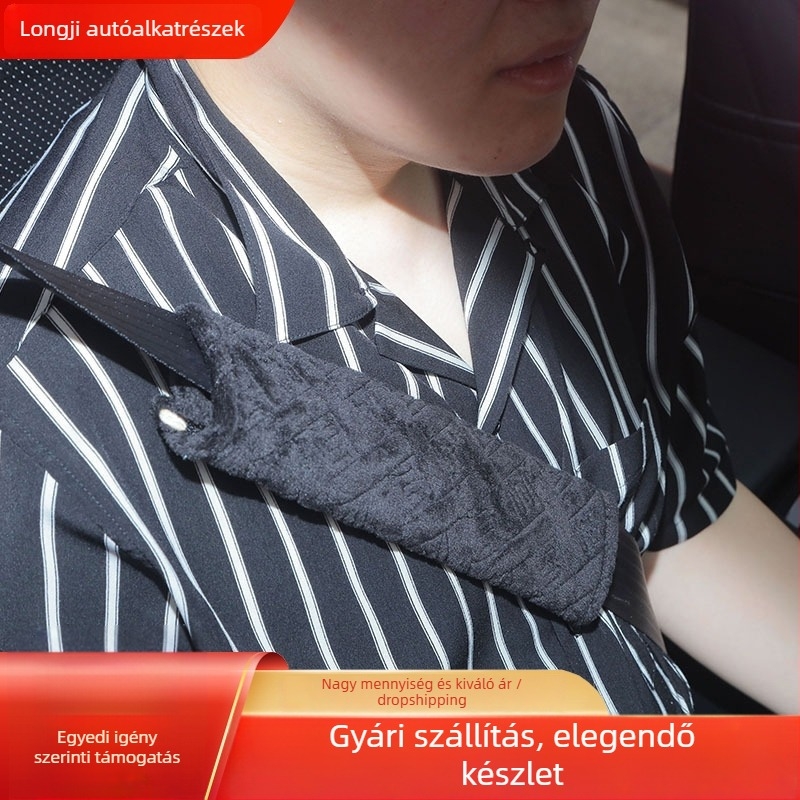 Hosszított autóbiztonsági öv vállpánt – plüss, hímzett varrás, 30 g, praktikus autó kiegészítő, nyomtatott logó: OK
