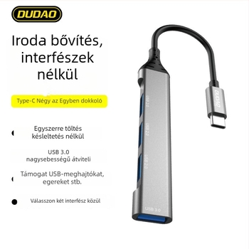 USB-C 4-por USB 3.0 dokkolóhíd, A16T modell, 5 Gbps, külső tápegység nélkül