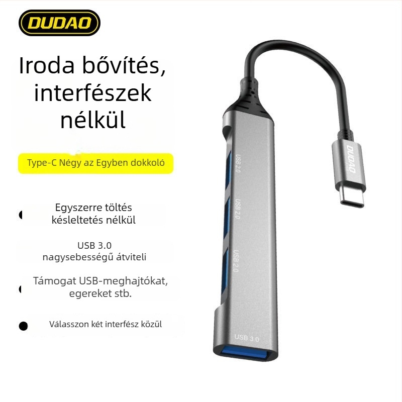 USB-C 4-por USB 3.0 dokkolóhíd, A16T modell, 5 Gbps, külső tápegység nélkül