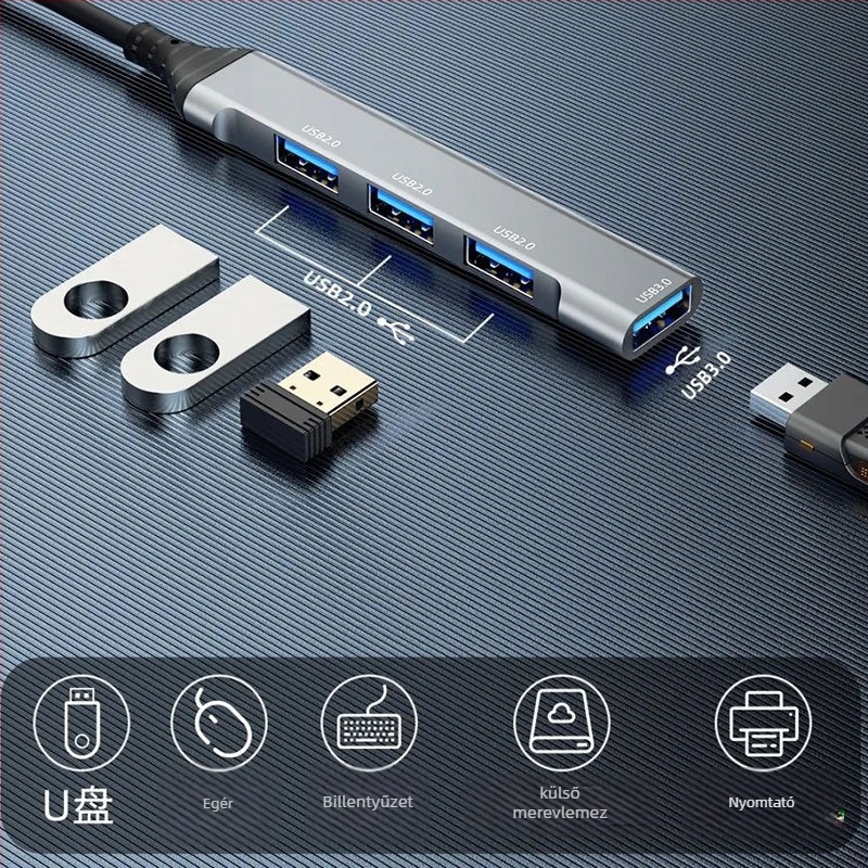 USB-C 4-por USB 3.0 dokkolóhíd, A16T modell, 5 Gbps, külső tápegység nélkül