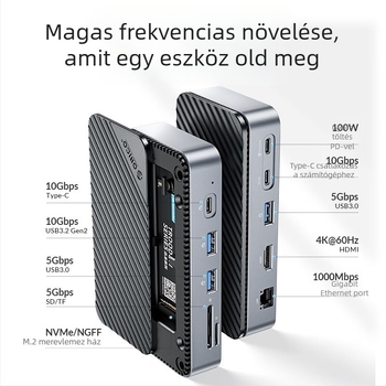 Orico DPM2p9 ventilátorral – M.2 meghajtó ház, asztali Thunderbolt 3 dokkoló, Type-C interfész, külső tápegység nélküli