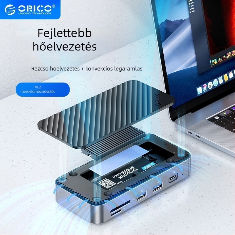 Orico DPM2p9 ventilátorral – M.2 meghajtó ház, asztali Thunderbolt 3 dokkoló, Type-C interfész, külső tápegység nélküli