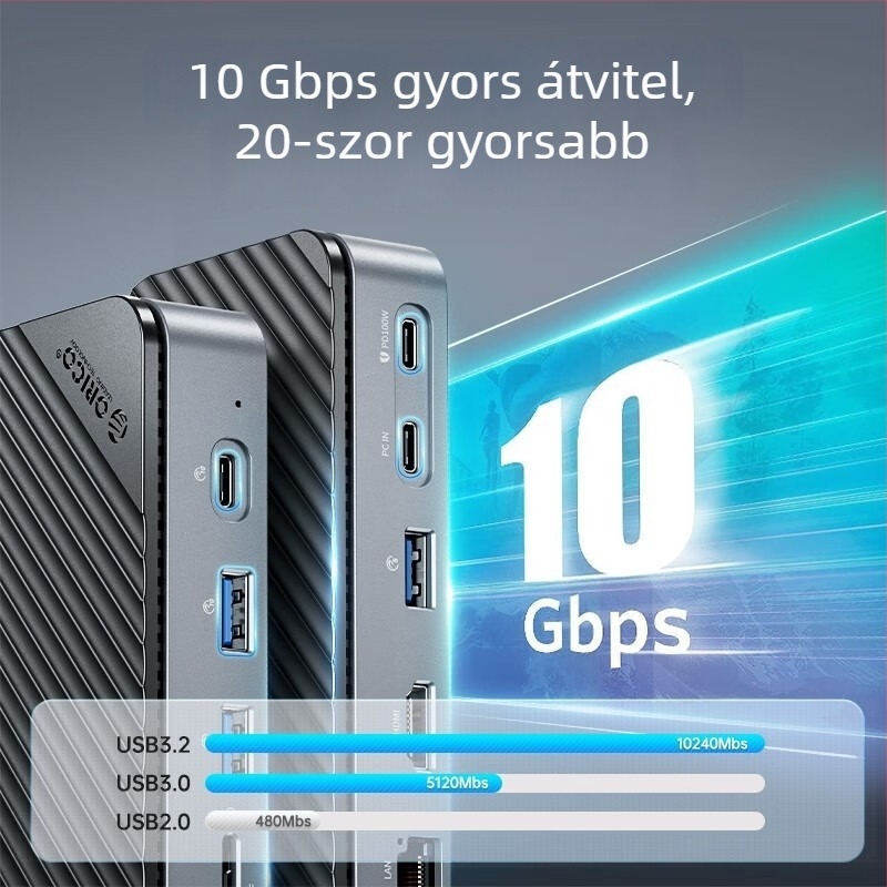 Orico DPM2p9 ventilátorral – M.2 meghajtó ház, asztali Thunderbolt 3 dokkoló, Type-C interfész, külső tápegység nélküli