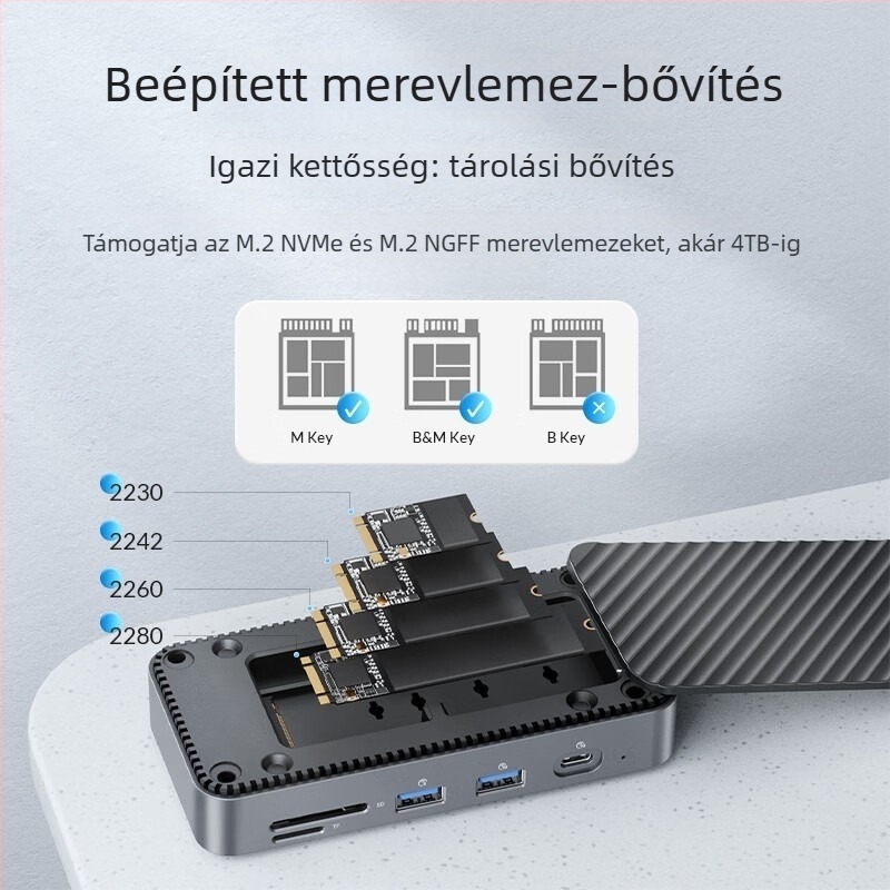 Orico DPM2p9 ventilátorral – M.2 meghajtó ház, asztali Thunderbolt 3 dokkoló, Type-C interfész, külső tápegység nélküli