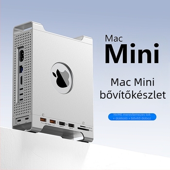 Mac mini M4 keret-dokk M.2 NVMe SSD tok, USB-C interfész, 10 Gbps, külső tápegység nélkül