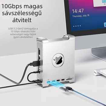 Mac mini M4 keret-dokk M.2 NVMe SSD tok, USB-C interfész, 10 Gbps, külső tápegység nélkül