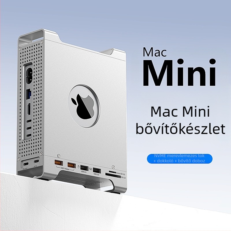 Mac mini M4 keret-dokk M.2 NVMe SSD tok, USB-C interfész, 10 Gbps, külső tápegység nélkül