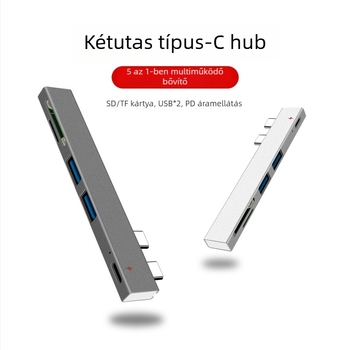 XSOON XS819 Type-C dokkoló állomás, 5-in-1, USB 2.0, busz-ellátás nélkül, 0,1 m kábel