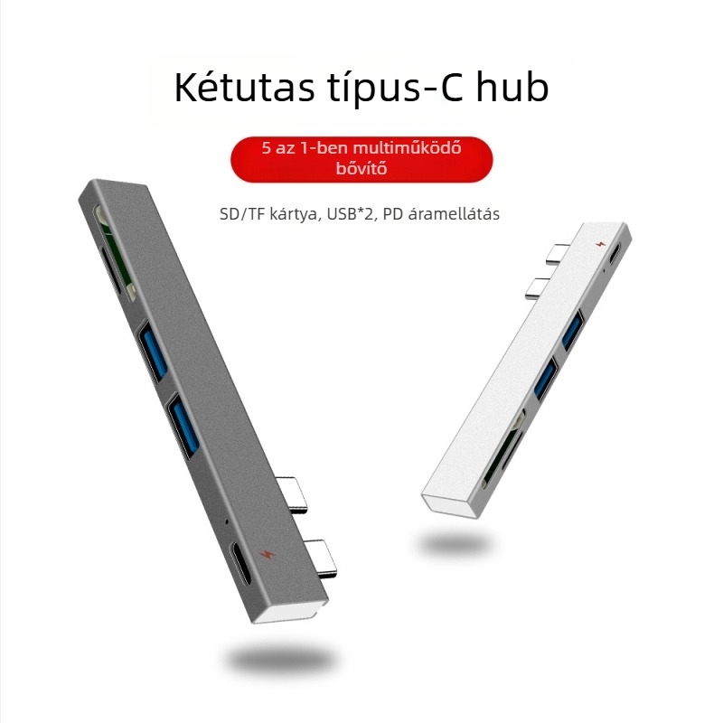 XSOON XS819 Type-C dokkoló állomás, 5-in-1, USB 2.0, busz-ellátás nélkül, 0,1 m kábel