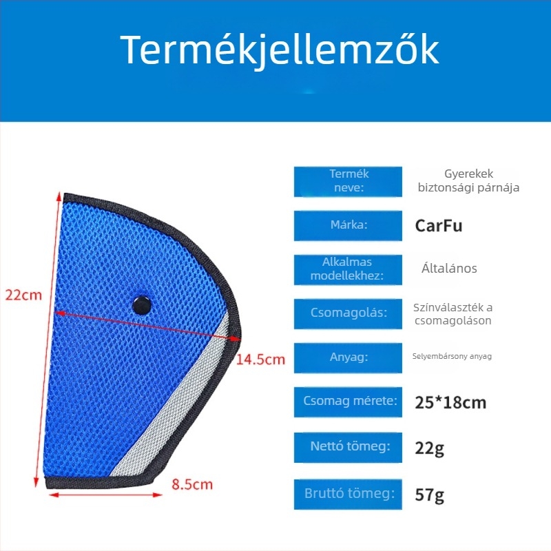 Carfu Gyerekbiztonsági Öv Párna | Flanel anyag | Tömeg 57 g | Testreszabás elérhető | Logó nyomtatás elérhető