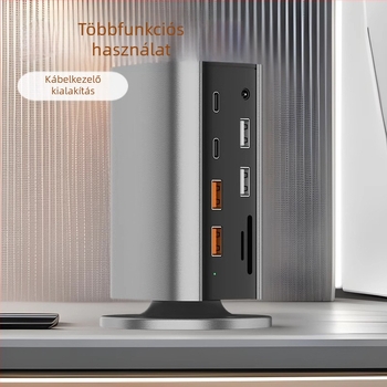 12-in-1 függőleges dokkolóállomás USB-C-vel, USB 3.2 10Gbps, 4K/8K, külső tápegység, kábel 0,15 m