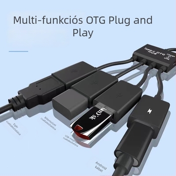 4-portos OTG USB hub kapcsolóval, USB 2.0, külső tápegység nélküli