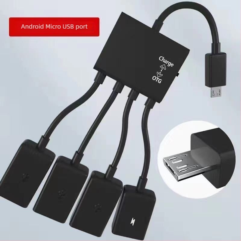 4-portos OTG USB hub kapcsolóval, USB 2.0, külső tápegység nélküli