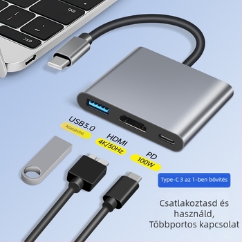 ZEADOW ZD1002 Type-C HDMI 4K Dokkolóállomás USB 3.0, PD Gyors töltés