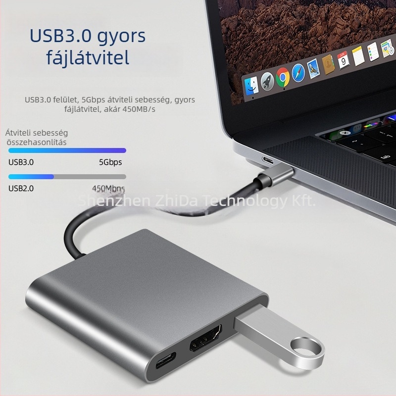ZEADOW ZD1002 Type-C HDMI 4K Dokkolóállomás USB 3.0, PD Gyors töltés