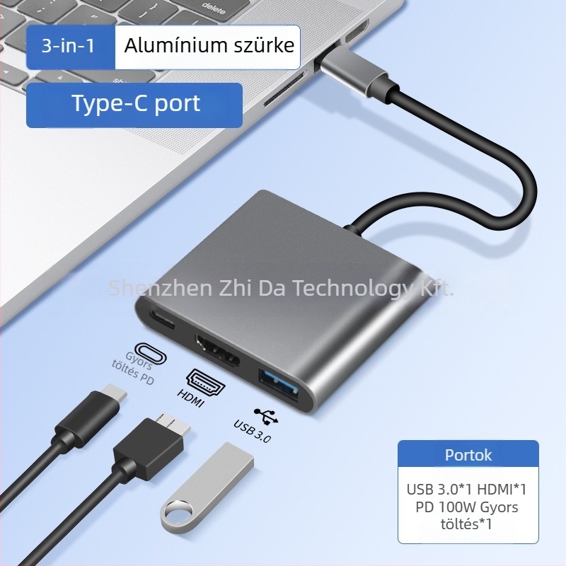 ZEADOW ZD1002 Type-C HDMI 4K Dokkolóállomás USB 3.0, PD Gyors töltés