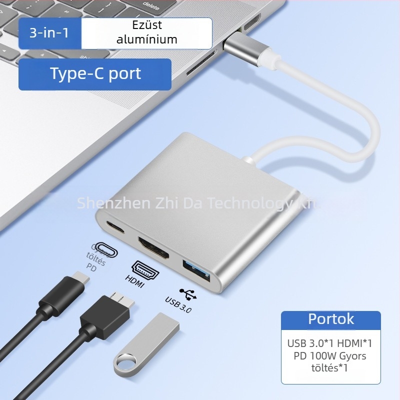 ZEADOW ZD1002 Type-C HDMI 4K Dokkolóállomás USB 3.0, PD Gyors töltés
