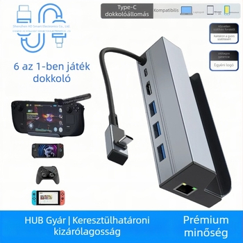 Steam Deck 6-in-1 USB-C dokkolóállomás HDMI kimenettel, Ethernet porttal és külső tápegységgel