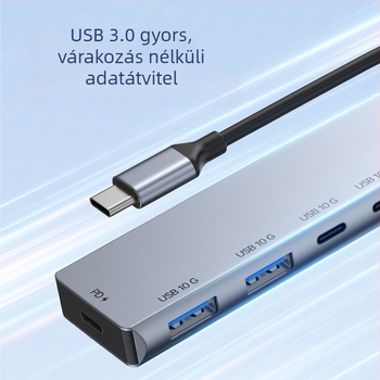 Type-C 5-portos bővítő dokk, 10G átviteli sebesség, külső tápellátás nélkül, Model 007