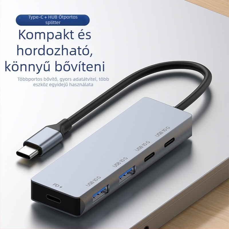 Type-C 5-portos bővítő dokk, 10G átviteli sebesség, külső tápellátás nélkül, Model 007