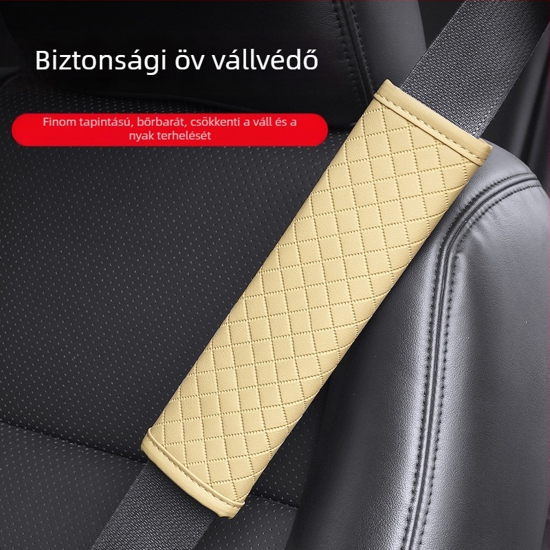 Hímzett bőr autóöv vállvédő kockás mintával, 80 g tömeg, logónyomtatás elérhető