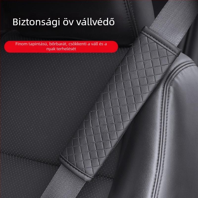 Hímzett bőr autóöv vállvédő kockás mintával, 80 g tömeg, logónyomtatás elérhető