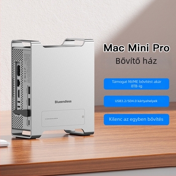Mac mini állvány bővítő dokkal NVMe SSD-ház, USB 3.2 Type-C, MAC905, 10 Gbps átviteli sebesség