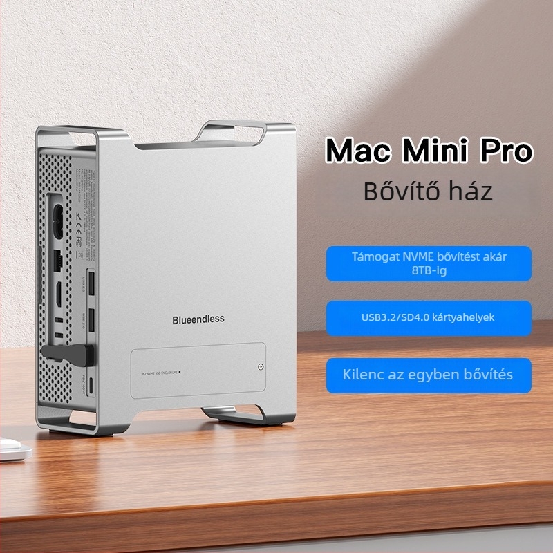 Mac mini állvány bővítő dokkal NVMe SSD-ház, USB 3.2 Type-C, MAC905, 10 Gbps átviteli sebesség