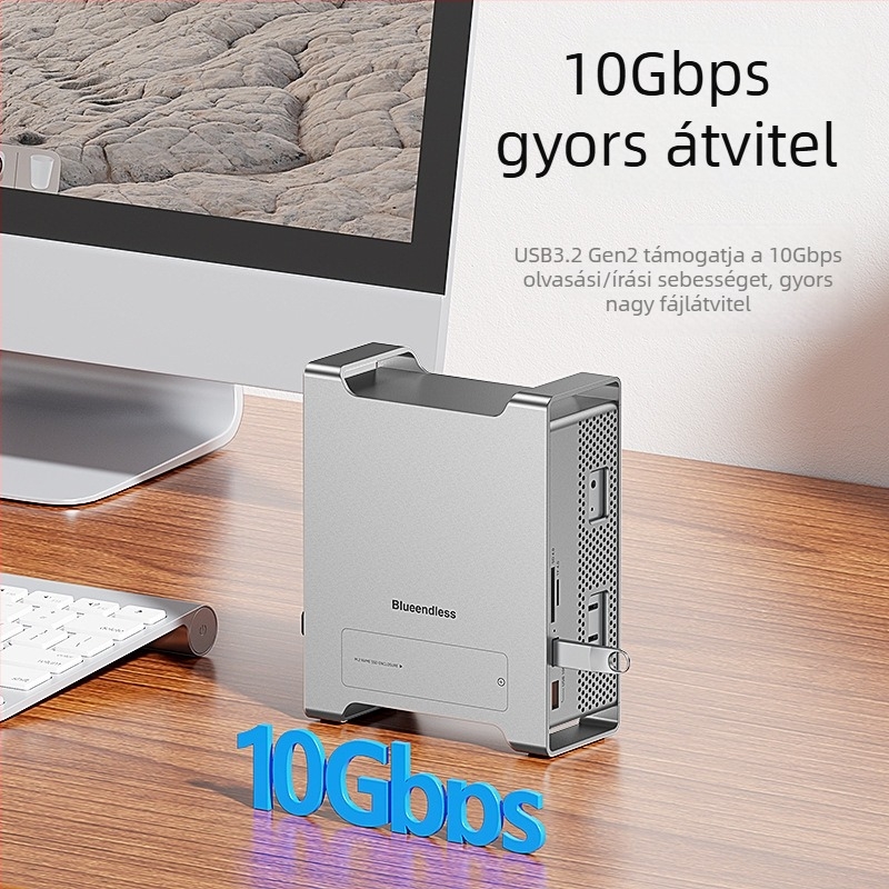 Mac mini állvány bővítő dokkal NVMe SSD-ház, USB 3.2 Type-C, MAC905, 10 Gbps átviteli sebesség