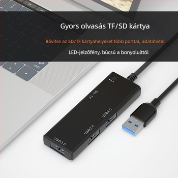 USB Type-C dokkoló hub, 4-portos USB 3.0 bővítő, 5Gbps, külső tápellátás nélkül