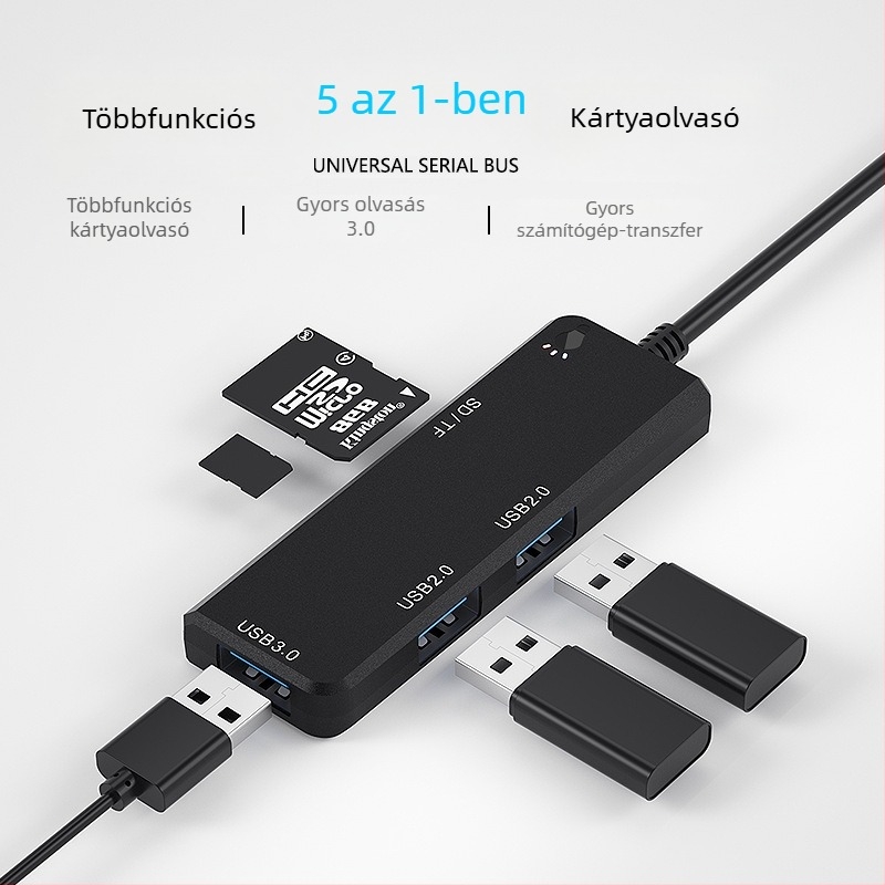 USB Type-C dokkoló hub, 4-portos USB 3.0 bővítő, 5Gbps, külső tápellátás nélkül