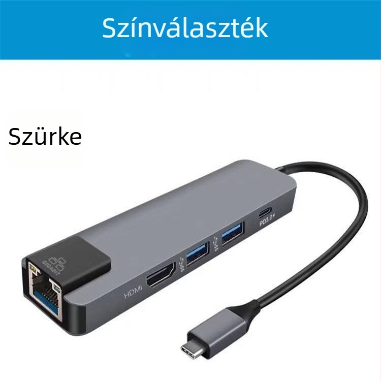 Type-C dokkolóállomás CQT-3201B, 5Gbps átviteli sebesség, Type-C csatlakozó, külső tápegység nélkül, kábelhossz 0,15 m
