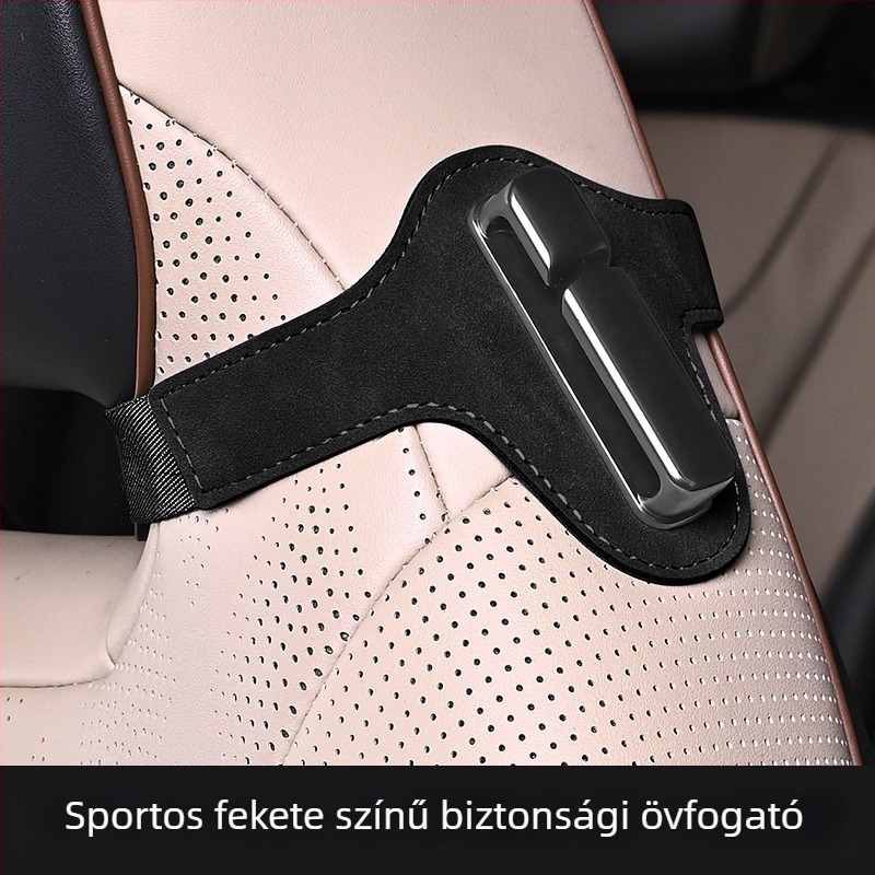 Autóüléshez integrált övhatároló rögzítő klipe elasztikus állítóművel és hátsó kampóval — ötvözet, 58 g, Lorsky