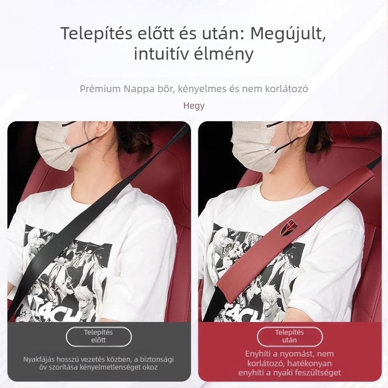 Bőr autóbiztonsági öv vállpárná – védőfedél és belső kiegészítő