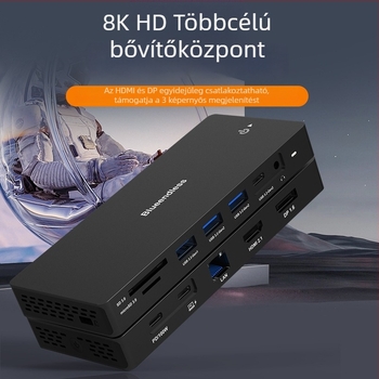 Type-C dokkolóállomás kettős DP+HDMI, többkijelzős 4K60Hz hub, 10Gbps, USB 3.1, 1 m kábel