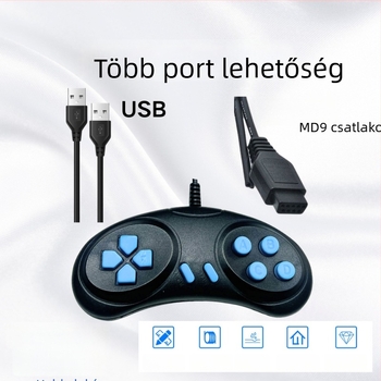 USB-s vezetékes játékkontroller, erővisszacsatolás, hold alakú dizájn, PC-hez és konzolokhoz