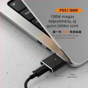 Type-C női csatlakozó MagSafe 3 adapter – 100W PD, MagSafe 3 kompatibilis, OEM